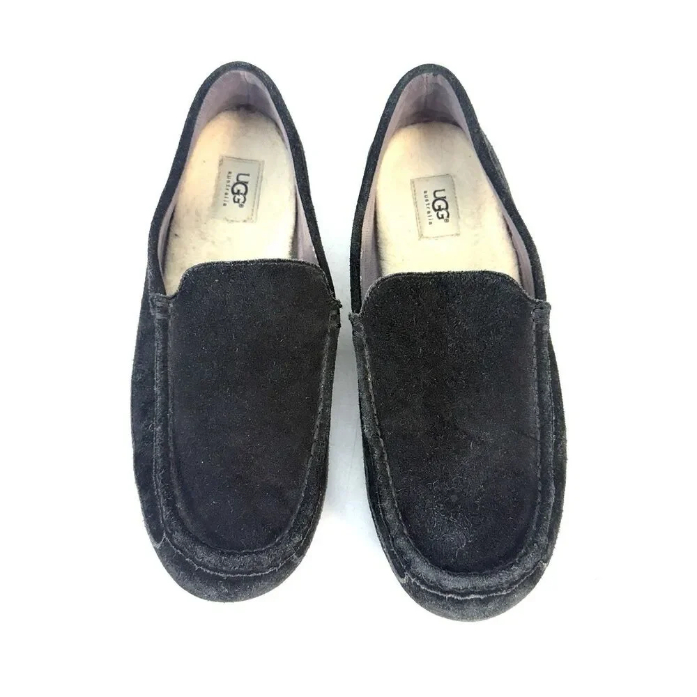 Ugg Australia Alder Black Suede 1003419 Men's Loafer Size 10 Slippers